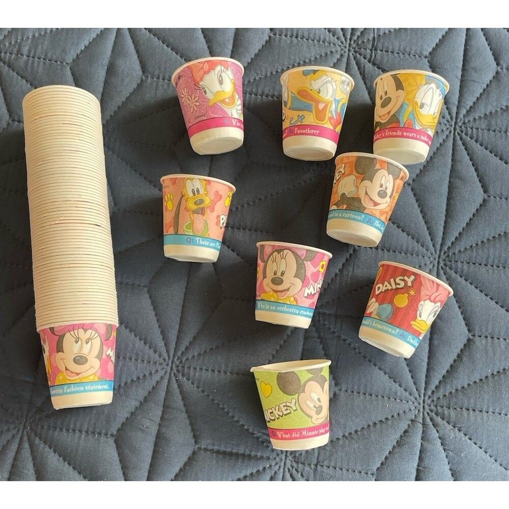 86 Pack Disney Mickey Mouse Dixie Cups Birthday Party VTG‎ Vintage Made In USA